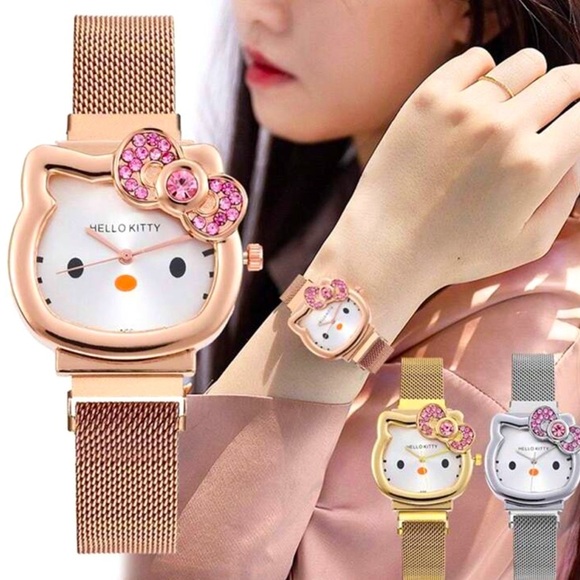 Women’s Hello Kitty Rose Gold Watch with Pink Bow - NWT - Picture 2 of 3